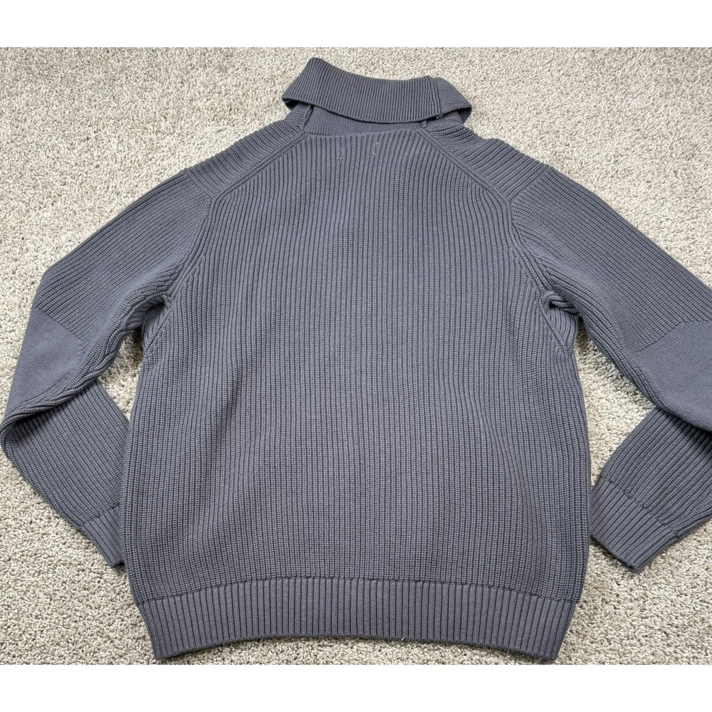 Duluth Trading Co‎ Sweater Brigadier Shawl Collar Wool Blend Knit Blue Gray Lg - Picture 3 of 6